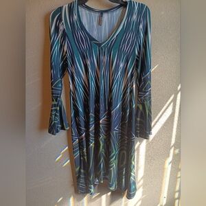 Emma Rose Green Patterned Dress SIZE M FREE SHIPPING